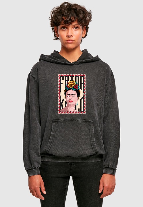 Immagine prodotto Merchcode Donna Frida Kahlo - Felpa con cappuccio oversize con lavaggio acido Frame one - 178005 (XXL)