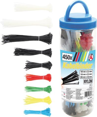 Actual product image BGS Cable Tie Assortment coloured 100 - 150 - 200 mm 450 pcs. (Plastic cable ties, 100 mm, 450 pcs.)