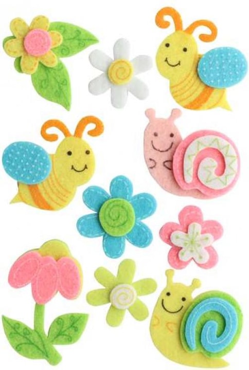 Image du produit Glorex Feutrine 3D, 10pcs escargot/ abeille/fleur, 5x4,5cm, autoc.