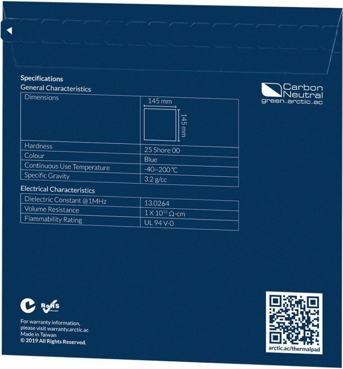 Actual product image Arctic Thermal pad 0.5 mm (0.50 mm, 6 W/m K)