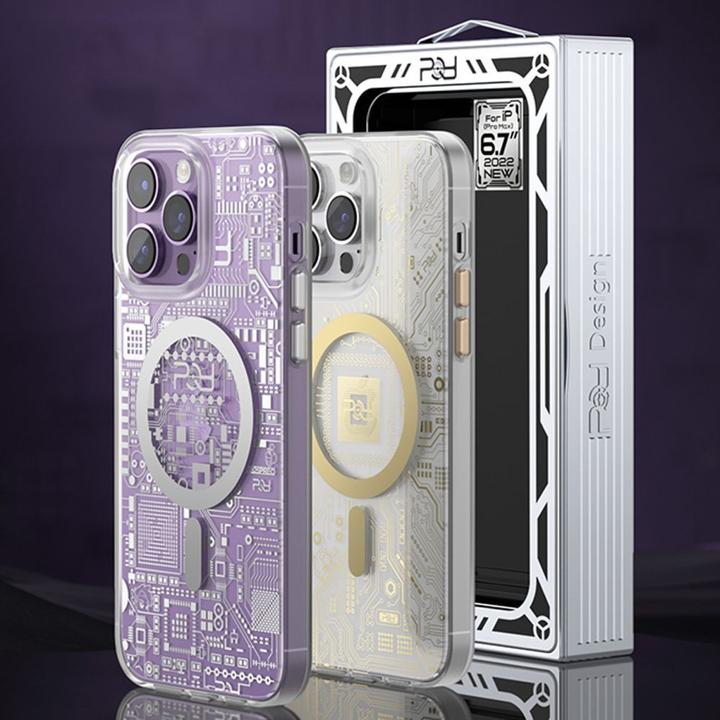 Produktbild Kingxbar PQY Geek Series Magnethülle für iPhone 14 Plus MagSafe Gold (Apple iPhone 14 Plus)