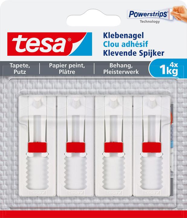tesa Klebenagel für Tapete & Putz, 1kg Halteleistung, höhenverstellbar, spurlos ablösbar