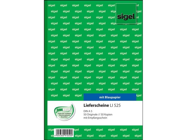 Productafbeelding Sigel Formulier voor leveringsbon Papierformaat: DIN A5 Zelfkopiërend: Nee (50 x)