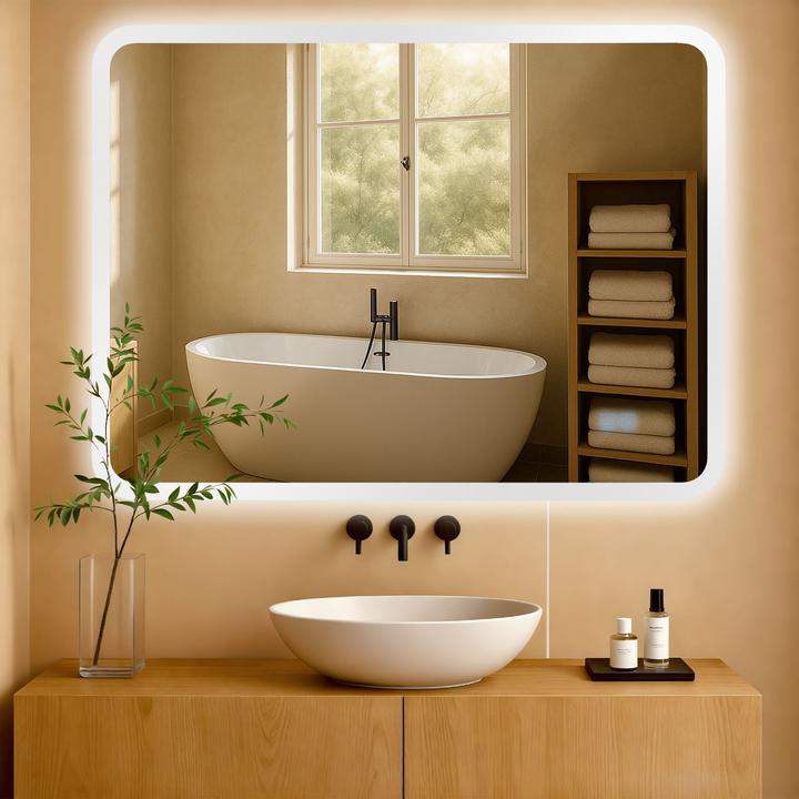 Actual product image CLP Bathroom mirror Jericho Anti-fog LED lighting dimmable 3 light modes (70 x 100 cm)