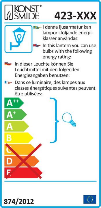 Energie-Label Konstsmide Aussenwandleuchte LED GU10 14 W (GU10, IP44)