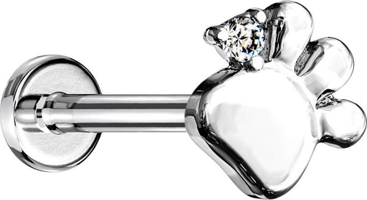 Immagine prodotto Star Piercing Labret Micro Threadless argento Zampa argento Cristallo argento (Ottone, Acciaio chirurgico 316L)