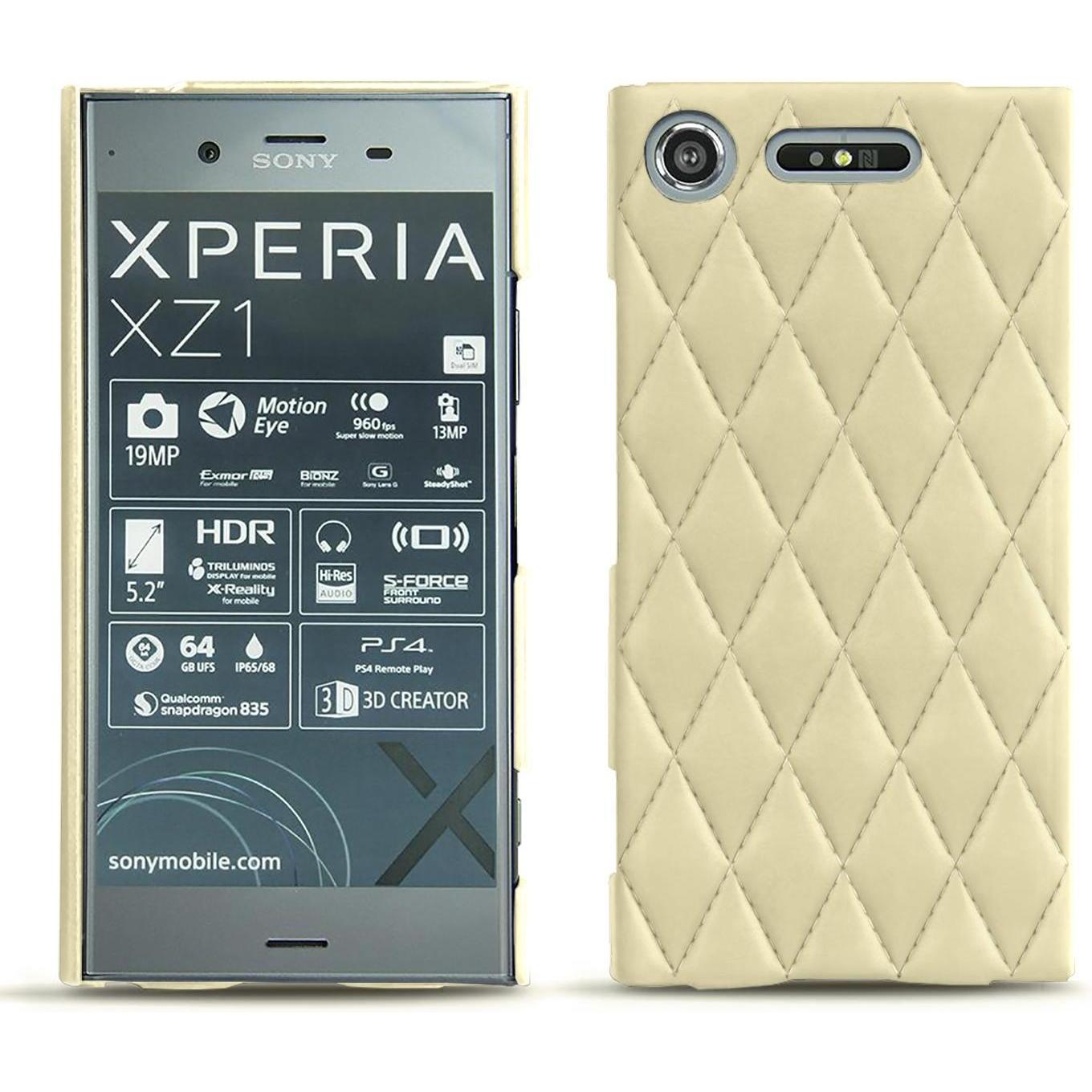 Noreve Lederschutzhülle (Sony Xperia XZ1), Smartphone Hülle, Beige