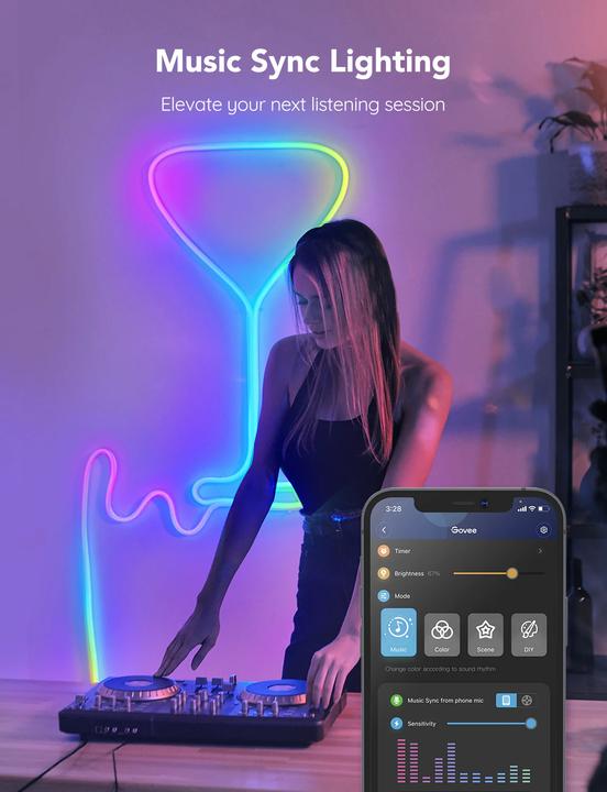 Actual product image Govee RGBIC Neon Rope Light (RGBIC, 200 cm, Outdoor)
