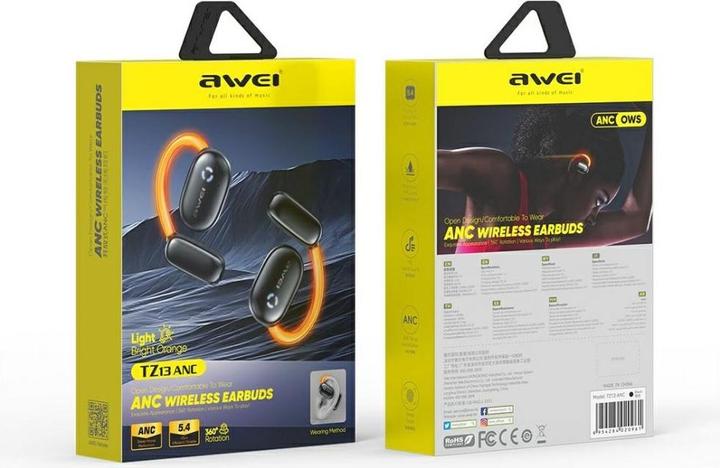 Actual product image Awei Bluetooth headphones 5.4 TZ13 ANC + docking station black (ANC, 7 h, Docking, Wireless)