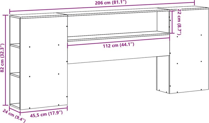 Produktbild VidaXL Kopfteil Bettkopfteil Betthaupt mit Stauraum 200cm Massivholz Kiefer