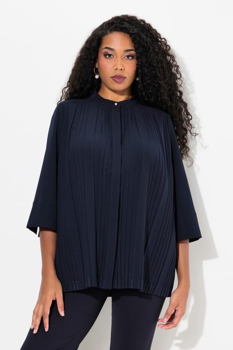 Immagine prodotto Ulla Popken Blusa con inserti plissettati, collo alto e maniche a 3/4 (46, 48)