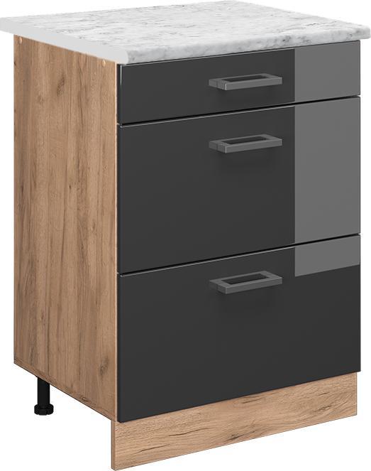 Anthrazit hochglanz, Goldkraft Eiche, Marble-Weiss