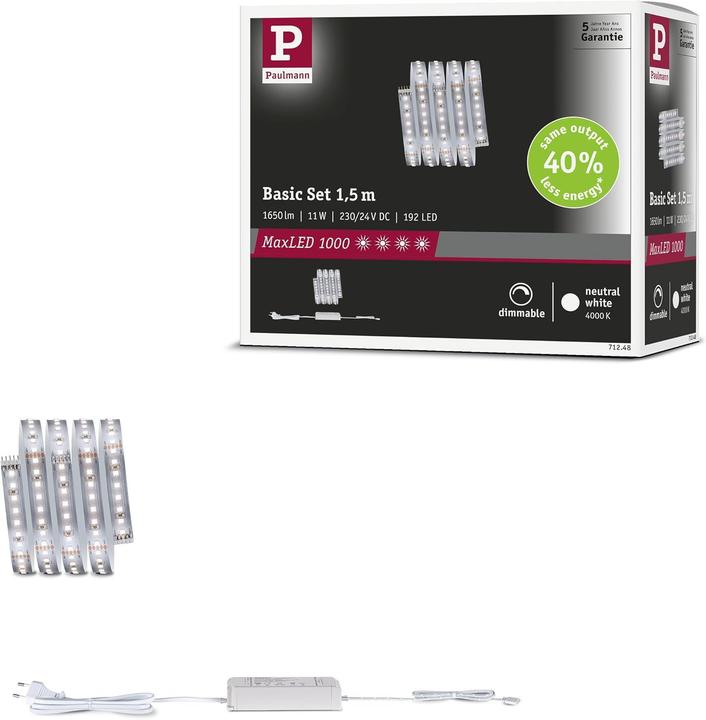 Immagine prodotto Paulmann MaxLED 1000 Basisset (Bianco neutro, 150 cm, Interno)