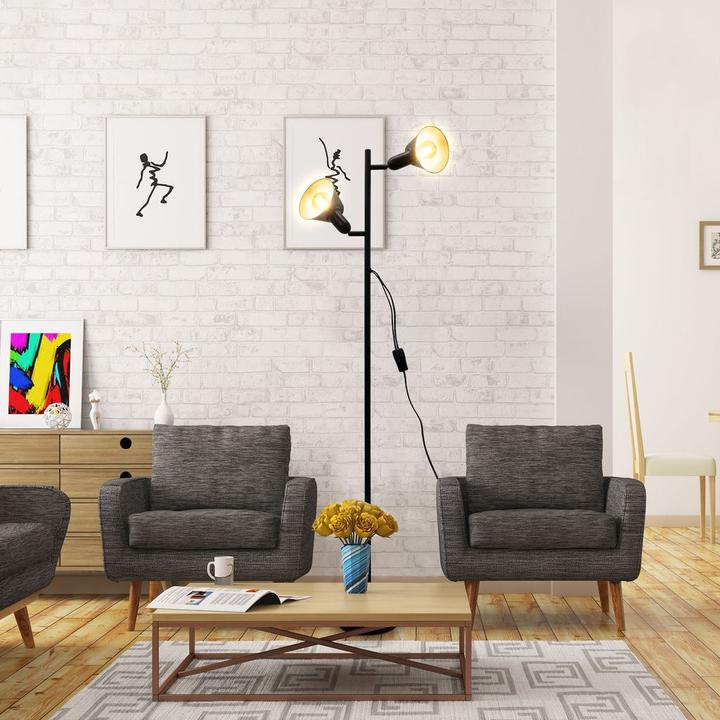 Image du produit B.K.Licht Lampadaire, noir, 2xLE27 excl. / max.10W (E27)