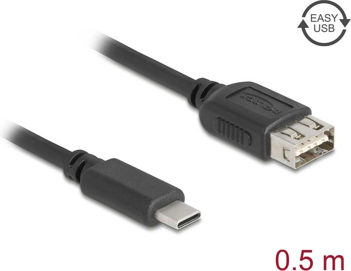 Actual product image Delock USB 2.0 Kabel USB Type-C Stecker zu EASY USB Typ-A Buchse 0,5 m (0.50 m, USB 2.0)