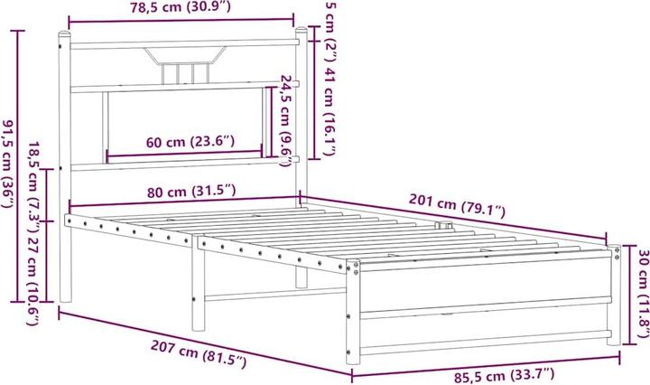 Image du produit vidaXL Bettgestell (80 x 200 cm)