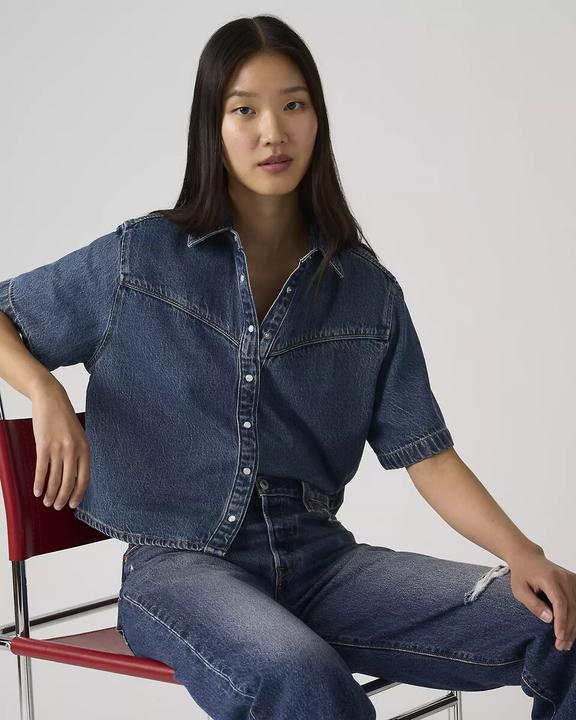 Immagine prodotto Levis Kurze Bluse mit kurzen Ärmeln aus Denim (L)