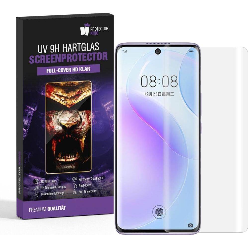 Protectorking 2x UV Liquid Echtes Tempered 9H Panzerhartglas 3D KLAR (2 Stück, Huawei Nova 9), Smartphone Schutzfolie