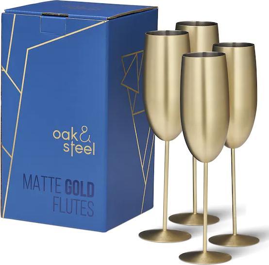 Produktbild Oak & Steel 4 Edelstahl Sektglaeser (28.50 cl, 4 Gläser, Sektgläser)