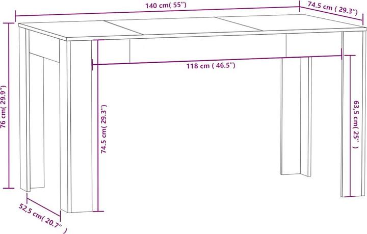 Actual product image VidaXL Esstisch (140 x 74.5 x 76 cm)