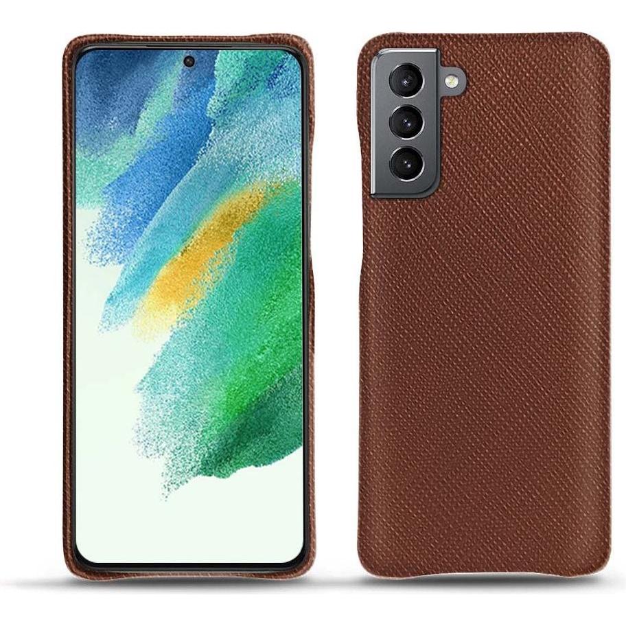 Noreve Lederschutzhülle Samsung Galaxy S21 FE (Samsung Galaxy S21 FE), Smartphone Hülle, Braun