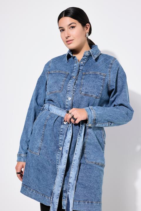 Produktbild Studio Untold Jeanskleid, Straight Shape, Hemdkragen, Bindeband, Langarm (56)