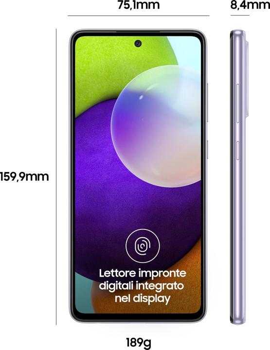 Actual product image Samsung Galaxy A52 EU (128 GB, Lavender, 6.40", Dual SIM, 4G)