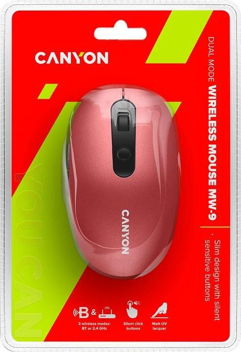 Produktbild Canyon MW-9 2 in 1 Optical Wireless Mouse 6 Buttons, DPI 800/1000/1200/1500, 2 modes (BT / 2.4GHz) (Kabellos)