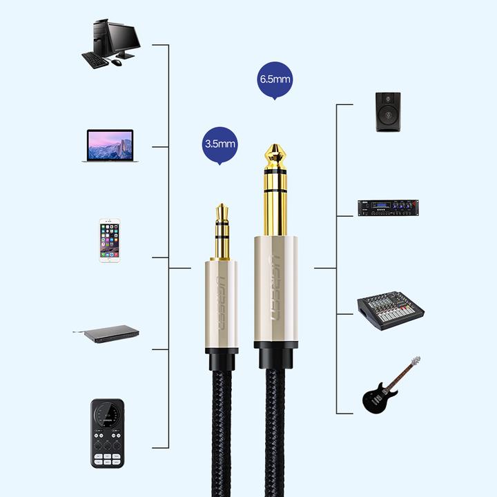 Produktbild Ugreen 6.3 mm Klinke – 3.5 mm Klinke (2 m, 6.3mm Klinke (Jack), 3.5mm Klinke (AUX))
