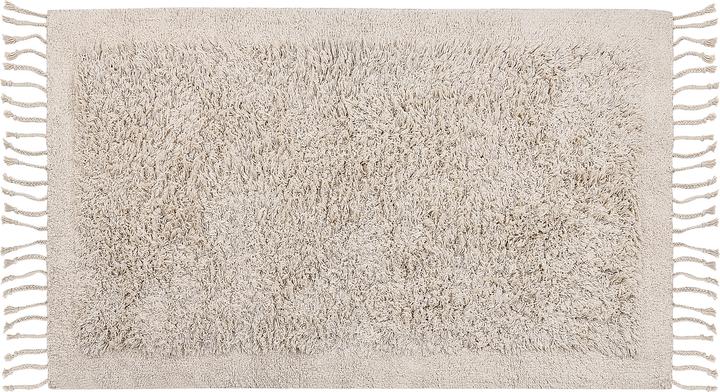 Beliani Carpet cotton light beige 80 x 150 cm fringes Shaggy BITLIS (80 x 150 cm)
