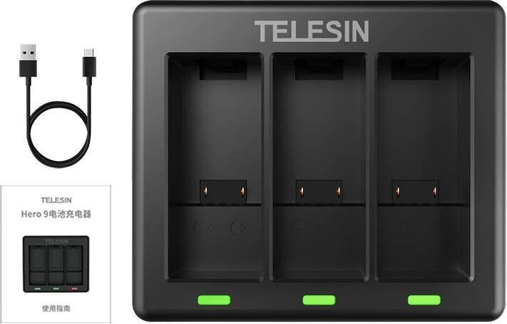 Produktbild Telesin 3-slot charger for GoPro Hero 9 / Hero 10 (GP-BCG-902) (Hero 10, Hero 9, Hero 11, GoPro Hero 12)