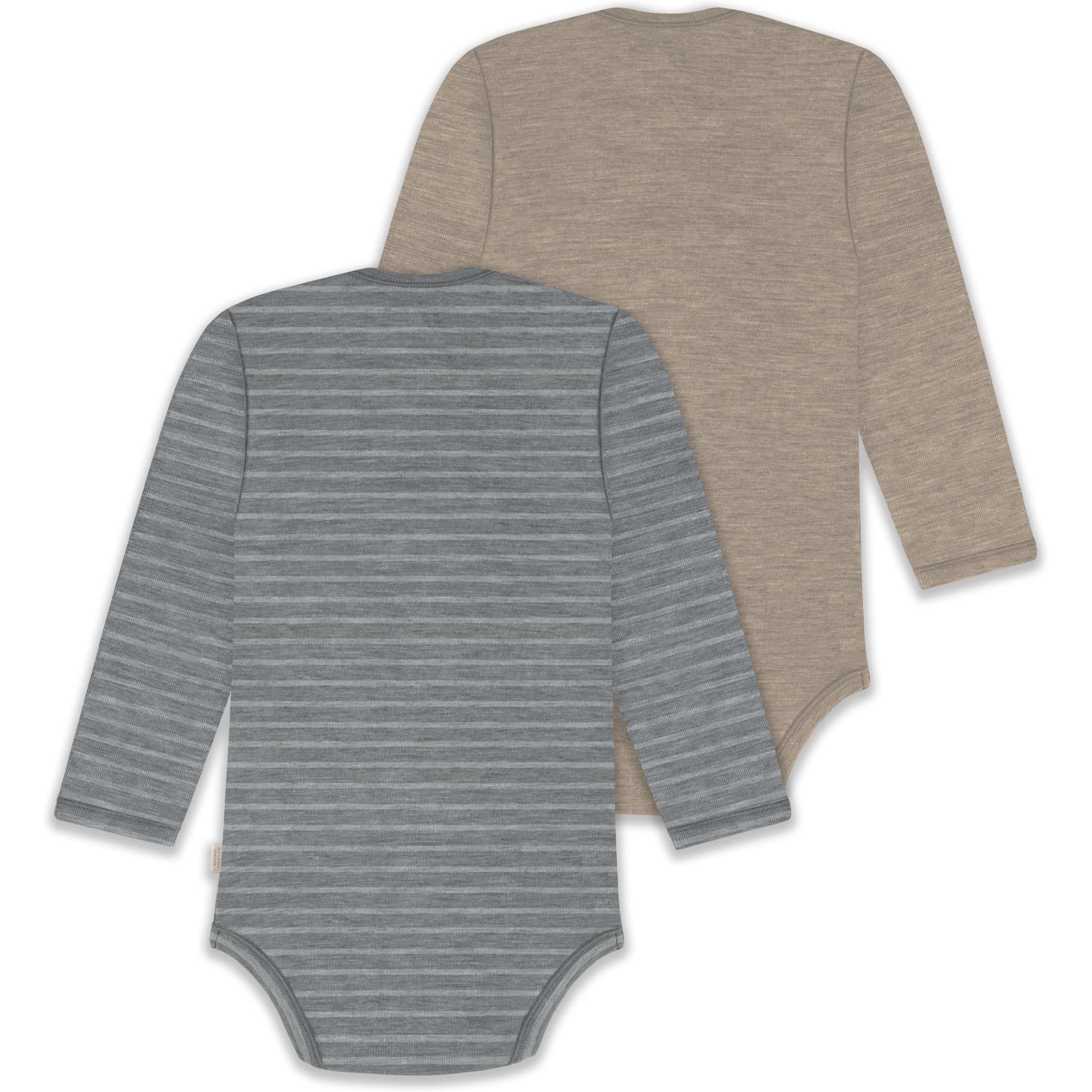 Thumbnail - Normani, Herren, Body, 2er Pack Baby Merino Body Langarm „Auckland" - 9381, Grau, (74)