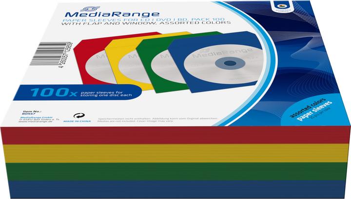 Actual product image MediaRange CD/DVD paper sleeves coloured with window