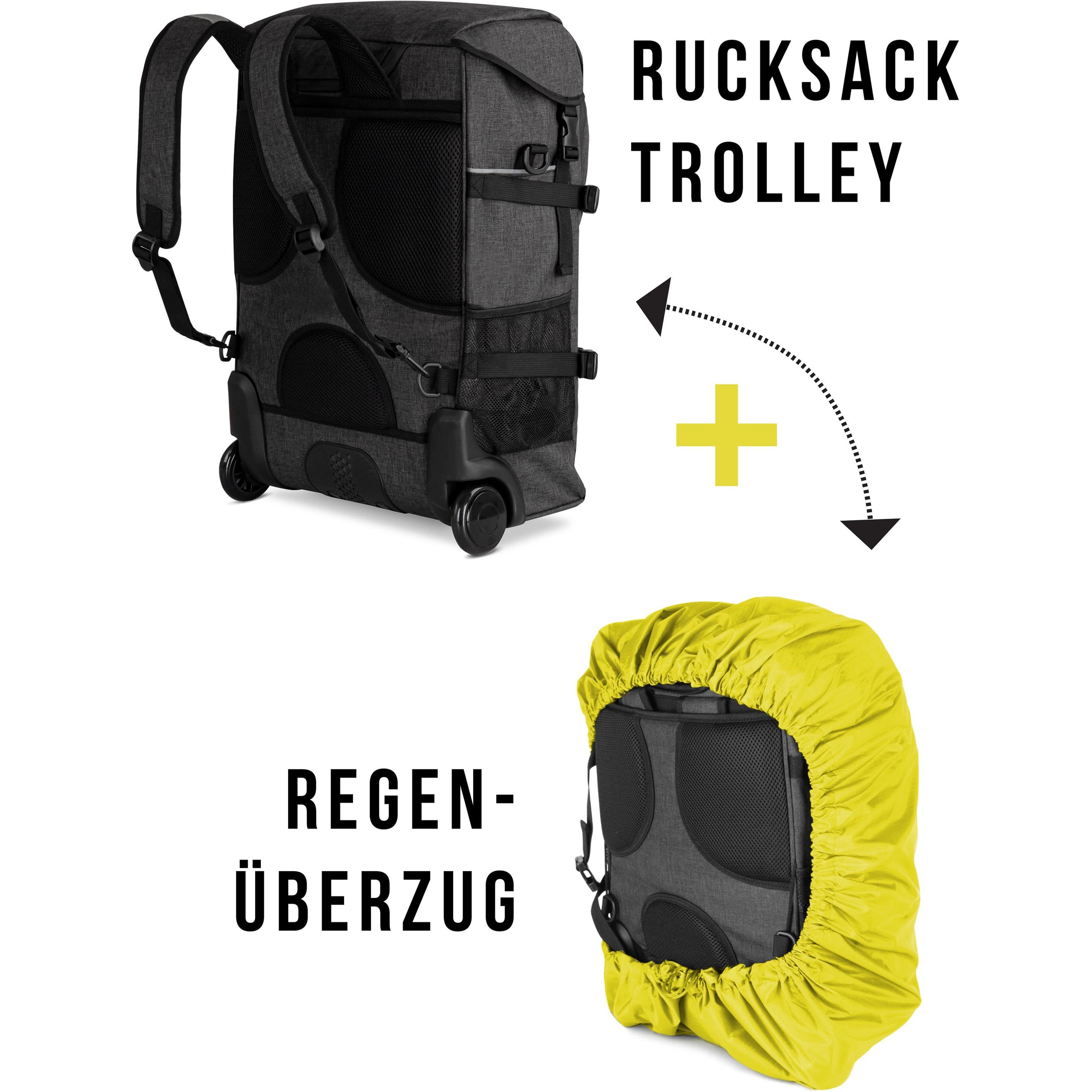 Thumbnail - Normani, Koffer, Rucksack mit Trolleyfunktion 37 L und Regenüberzug, Gelb, (37 l, Handgepäck (bis 50l))