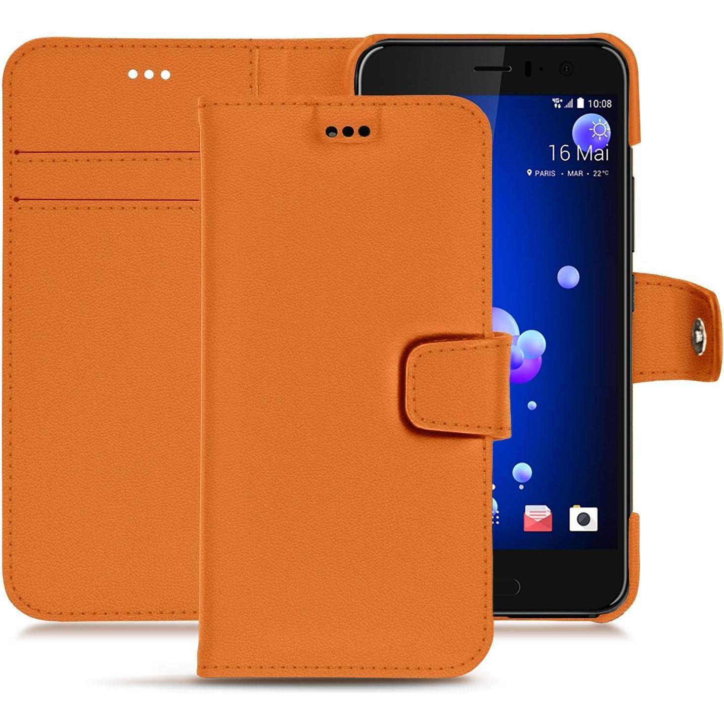 Noreve Lederschutzhülle Wallet (HTC U11), Smartphone Hülle, Orange