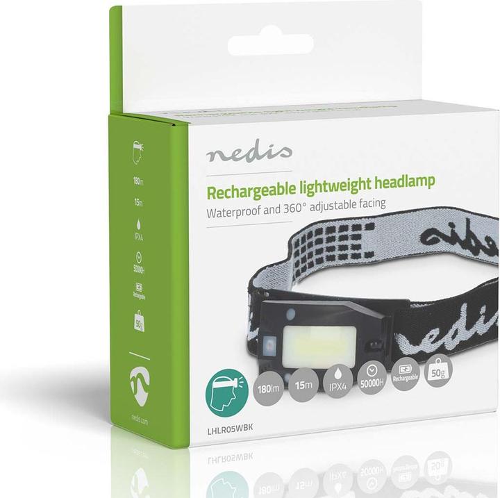 Produktbild Nedis LED stirnlampe | Batteriebetrieben / Stromversorgung über USB | 3.7 V DC | Batterien enthalten (180 lm)