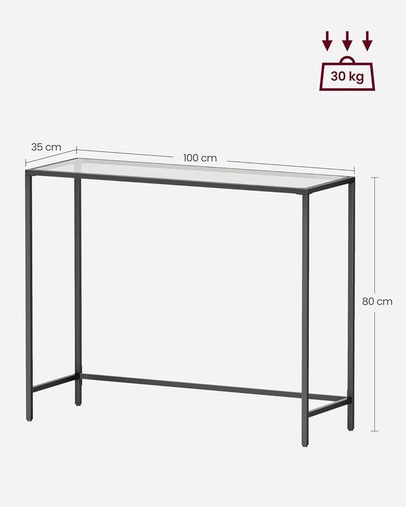 Produktbild Vasagle Konsolentisch Glas schwarz 100,0 x 35,0 x 80,0 cm (35 x 100 x 80 cm)