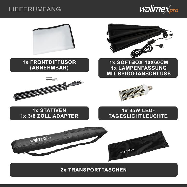 Produktbild Wiltec Softbox mit Lampenstativ LED Studioleuchte Fotostudio (Softbox)