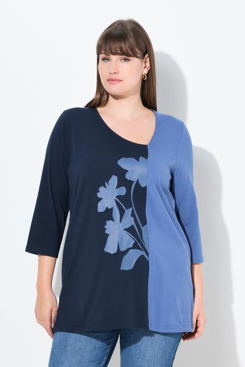 Produktbild Ulla Popken Shirt, Blüten, V-Ausschnitt, 3/4-Arm (50, 52)