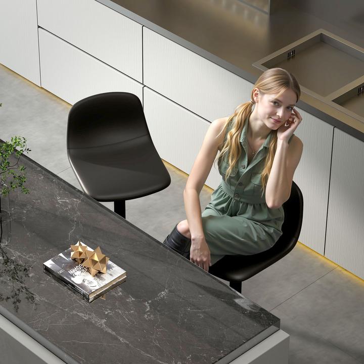 Produktbild Homcom Barhocker Kunstleder, Stahl Schwarz