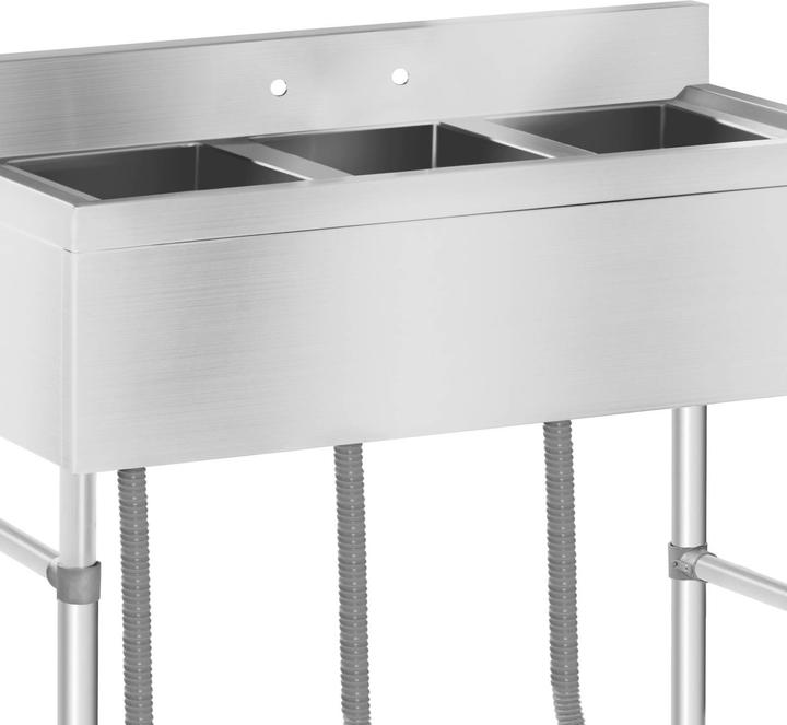 Actual product image Royal Catering Commercial Sink – 3 Compartment – 100 x 50 x 97 cm (Top-mounted sink, 25 cm, 100 cm)