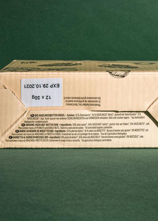 Produktbild KoRo Bio Haselnussmus Riegel (Haselnuss, 12 Stk., 360 g)
