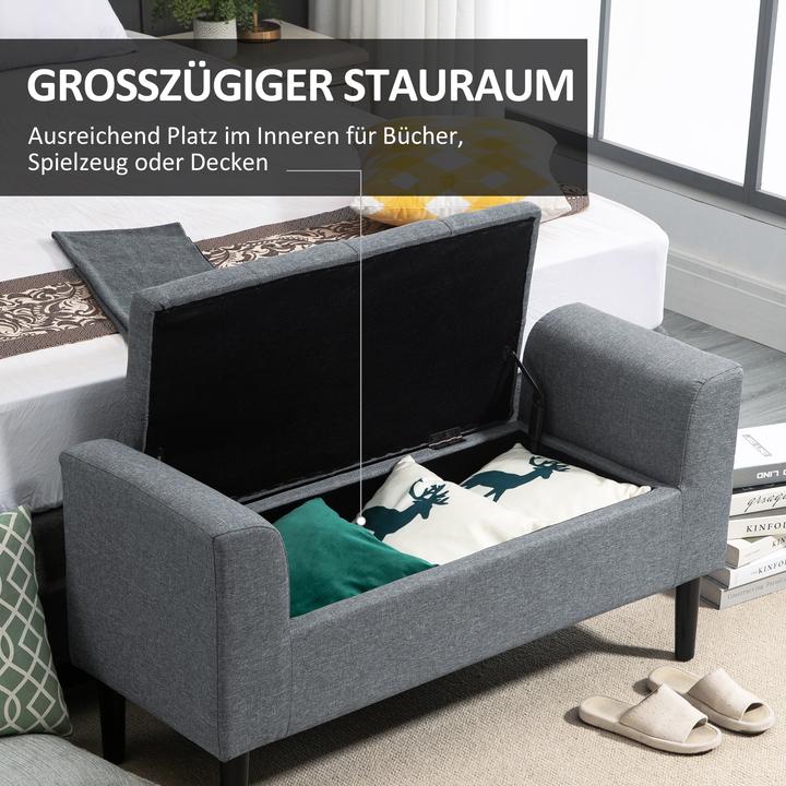 Actual product image Homcom Sitzbank Polyester, Gummiholz Hellgrau+Schwarz (44 cm)