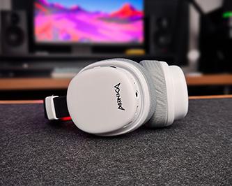 Actual product image Marvo MONKA ECHO headphones with microphone, white, backlit, tri-mode