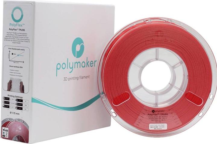 Actual product image Polymaker PD01009 PolyFlex TPU-95A Filament TPU flexible 2.85 mm 750 g red 1 pc (TPU, 2.85 mm, 750 g, Red)