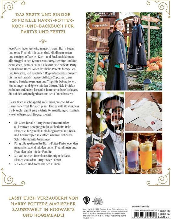 Produktbild Das offizielle Harry-Potter-Koch- und Backbuch für zauberhafte Feste und magische Partys (Deutsch, Jennifer Carroll, 2021)