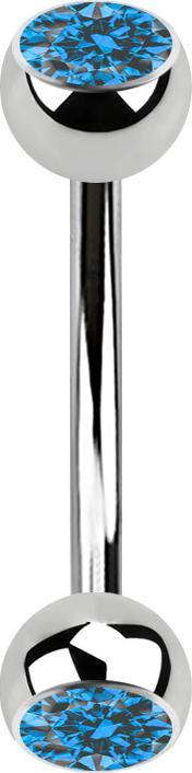 Produktbild Star Piercing Banane silber mit zwei Kugeln Kristall hellblau (ohne Messing, Chirurgenstahl 316L)