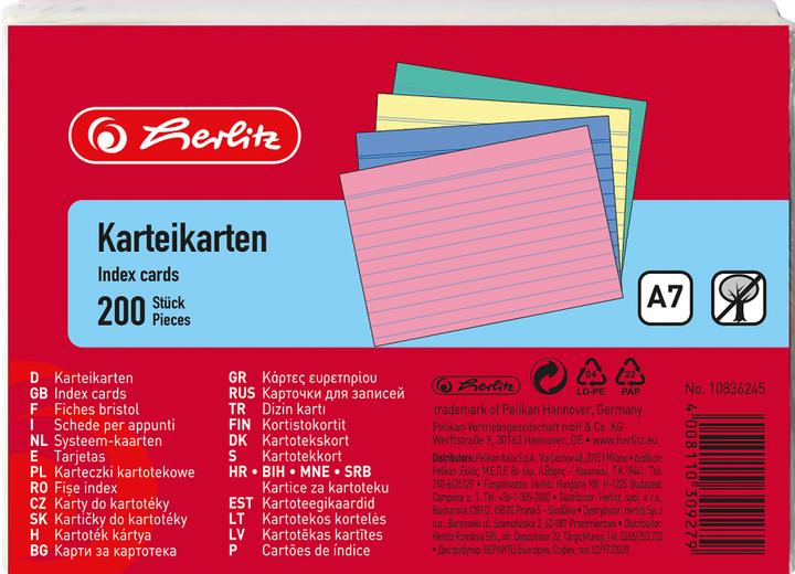 Image du produit Herlitz Fiches (A7, 170 g/m², 200 x)