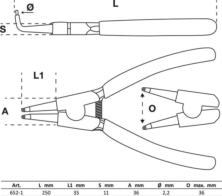 Produktbild BGS Sprengringzange abgewinkelt für Aussensprengringe 250 mm (250 mm)