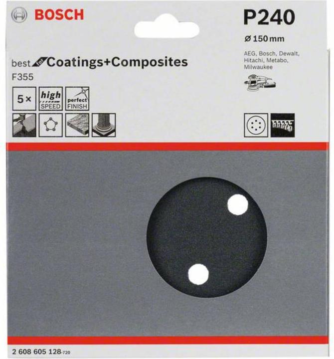 Produktbild Bosch Professional Zubehör PRO F355 Schleifblatt, 150 mm, G240 (P240)